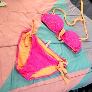 Victoria’s Secret swimsuit bikini pink & orange large 🏝